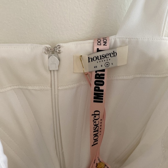 NWT House of CB Micaela Ivory White Draped Corset Midi Dress size Medium - Picture 7 of 11